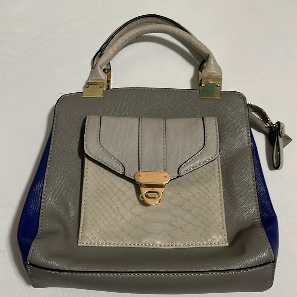 Kate Landry Y2K grey blue color click satchel bag lagenlook classy fairycore